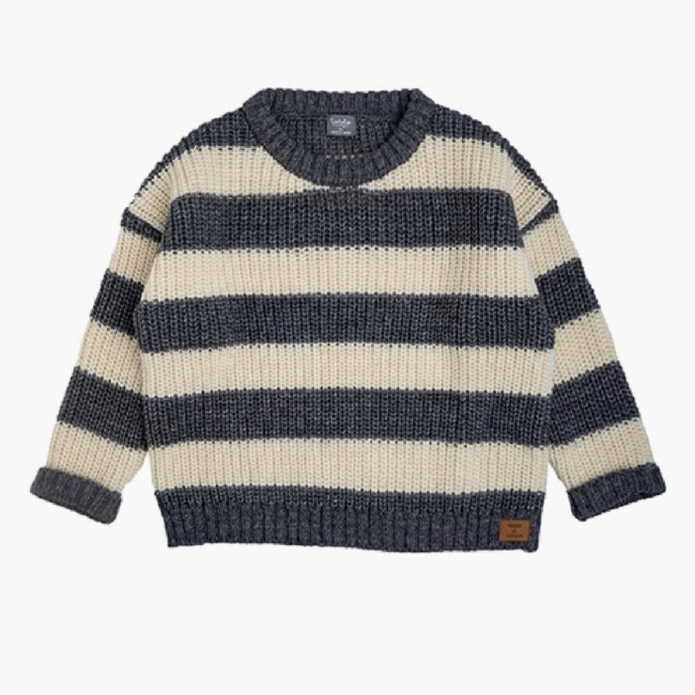 🆕NWT Tocoto Vintage Gray Knit Striped Sweater